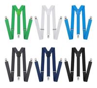 Handepo Confezione da 6 bretelle elastiche regolabili arcobaleno stile Y Back Style unisex con clip per pantaloni per uomo donna, Colore elegante, 2.5 cm/ 1 inch