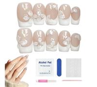 Handgefertigte Press on Nails | 3D Blumen Perlen Mandel Kunstnägel | Frühli
