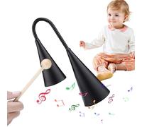 Handheld Agogo Bell, Latin Percussion Instrument, Two-Tone, Wooden Stick Included, Traditional Sound, Perfect For Family Gatherings, Size: 7 Inches, Color: Natural Wood, 1 pezzo