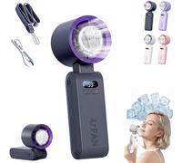 Handheld Fan Rechargeable, Portable Turbo Mini Fan with Ice Cooling Plate, 199 Speeds Foldable USB Fans, 3 in 1 Personal Neck Cooler for Travel, Commuting and Summer Essentials (Black)