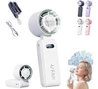 Handheld Fan Rechargeable, Portable Turbo Mini Fan with Ice Cooling Plate, 199 Speeds Foldable USB Fans, 3 in 1 Personal Neck Cooler for Travel, Commuting and Summer Essentials (White)