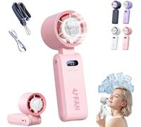 Handheld Fan Rechargeable, Portable Turbo Mini Fan with Ice Cooling Plate, 199 Speeds Foldable USB Fans, 3 in 1 Personal Neck Cooler for Travel, Commuting and Summer Essentials (Pink)