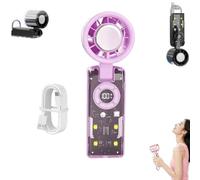 Handheld Fan With Instant Cooling Plate & Led Light,High Speed Folding Refrigeration Fan With Hook,Transparent Case Design,4-Level Adjustable,3600mah Long Battery Life,For Travel,Office,Home (purple)