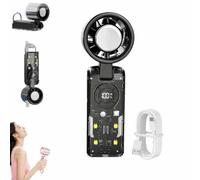 Handheld Fan with Instant Cooling Plate & LED Light,High Speed Folding Refrigeration Ice Fan,Transparent Case Design,100 Levels Adjustable,3600mah Long Battery Life,For Travel/Beach/Camping，Black