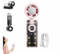 Handheld Fan with Instant Cooling Plate & LED Light,High Speed Folding Refrigeration Ice Fan,Transparent Case Design,100 Levels Adjustable,3600mah Long Battery Life,For Travel/Beach/Camping，Pink