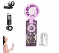 Handheld Fan with Instant Cooling Plate & LED Light,High Speed Folding Refrigeration Ice Fan,Transparent Case Design,100 Levels Adjustable,3600mah Long Battery Life,For Travel/Beach/Camping，Purple