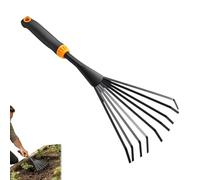 Handheld Garden Rake, Metal Tine Tool, Ergonomic Grass Rake with Grip, Thatch Blade, Manual Soil Loosening Claw for Mulch, Versatile Flower Bed Courtyard Inside Greenhouse Leaf Removal Routines