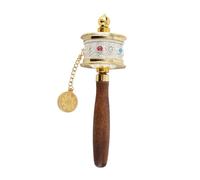 Handheld Prayer Wheel, Double Bearings Tibetan Prayer Wheel Silent Auspicious Hand Cranking Buddhist Turn Praying Instrument for Praying, Blessing, Meditation (Argento)