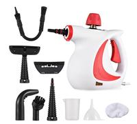 Handheld Pressurized Steam Cleaner, Portable Home Power Washer, with 1 Set Accessories, Multi-Purpose Steamer for Kitchen, Bathroom, Upholstery, Car Interior (Pink And White)