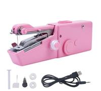 Handheld Sewing Machines, Portable Cordless Hand Held Sewing Machine, for Adults and Beginners, Small Manual Handy Stitch Tool, for Clothes, Curtains Meets Sewings Needs (Pink,Basic style)