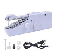 Handheld Sewing Machines, Portable Cordless Hand Held Sewing Machine, for Adults and Beginners, Small Manual Handy Stitch Tool, for Clothes, Curtains Meets Sewings Needs (White,Basic style)