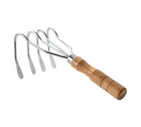 Handheld Shell Digger Rake, 4-Teeth Clamming Tool, Wooden Handle, 27x10.5x9cm Multifunction Garden and Camping Tool for Lake, Pond, Beach, Lawn, Landscaping Use Effortlessly