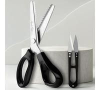 HANDI STICH Forbici Zig Zag per Stoffa - Forbici a Zig Zag per Tessuti da Sarta - Lunghezza 23 cm - 30 Denti da 5 mm da Cucito e Sartoria - Acciaio Inox - Nero