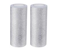 HANDI STITCH Nastro Organza Rotolo Tulle Argento (Set da 2) - 15 cm x 23 m per Rotolo Tulle Bobina - Nastro Tulle Glitterato per Decorazioni Feste, Matrimoni, Compleanni, Tutù, Fiocchi e Fai da Te