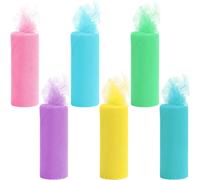 Handi Stitch Nastro Organza Rotolo Tulle Color Pastello (Confezione da 6) - 15 cm x 23 m a Bobina - Nastro Tulle per Bomboniere Poliestere Arcobaleno per Regali, Matrimoni, Fiocchi e Tutu in 6 Colori