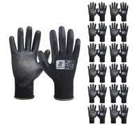 HANDLANDY 12 paia di guanti protettivi da lavoro in nylon rivestito in poliuretano, antiscivolo, flessibili, per costruzione, magazzino, giardinaggio, taglia M