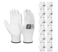 HANDLANDY 12 paia di guanti protettivi da lavoro in nylon rivestito in poliuretano, antiscivolo, flessibili, per costruzione, magazzino, giardinaggio (bianco, XL)