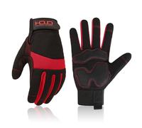 HANDLANDY Guanti anti vibrazione ad alta visibilità, da lavoro con catarifrangenti di sicurezza, touch screen, dorso flessibile in spandex, rosso