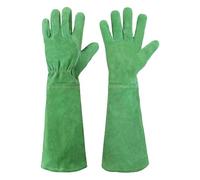 HANDLANDY Guanti da giardinaggio da donna in pelle, a prova di spine, guanti lunghi da giardino, lunghezza al gomito, guanti da potatura delle rose (XL, verde)