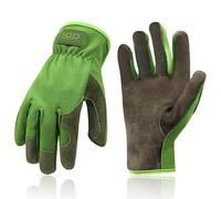 HANDLANDY Guanti da giardinaggio in pelle, guanti da lavoro utilitari per conducenti, meccanici - pelle di mucca divisa di alta qualità e design traspirante (taglia L)