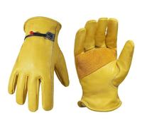 HANDLANDY Guanti da giardinaggio per uomini e donne, guanti da lavoro in pelle a prova di spine, resistenti e confortevoli, guanti da lavoro da giardino, in pelle bovina, XL