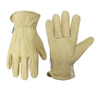 HANDLANDY Guanti da Giardinaggio per Uomini e Donne, Resistenti All'Acqua e a Prova di Spine, in Pelle Bovina, Grande, Caffè