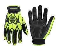 HANDLANDY Guanti da lavoro anti-vibrazioni da uomo, resistenti agli urti, con palmo imbottito, Heavy Duty (Hi-vis verde, XL)