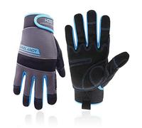 HANDLANDY Guanti da lavoro da uomo e da donna, guanti di sicurezza da lavoro per meccanici, touch screen, flessibili e traspiranti (M, blu, taglia uomo)