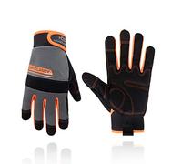 HANDLANDY Guanti da lavoro da uomo e da donna, guanti di sicurezza per meccanici, touch screen, flessibili e traspiranti (taglia L, arancione-uomo)