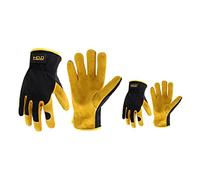 HANDLANDY Guanti da lavoro per uomo e donna, guanti da giardinaggio in pelle, guanti da lavoro di sicurezza, design traspirante e destrezza (L, giallo, taglia da uomo (2 paia)