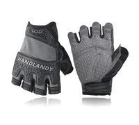 HANDLANDY Guanti da lavoro senza dita, guanti da lavoro a mezze dita, con impugnatura ammortizzante, traspiranti, con polso a U, in TPR per uomini e donne, senza dita, colore grigio