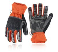 HANDLANDY Guanti da salvataggio ed estricazione dei pompieri, guanti da lavoro resistenti, resistenti al calore e alle fiamme, guanti di sicurezza touchscreen resistenti al taglio (arancione, L)