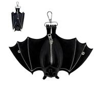 Handmade Bat Coin Purse | Gothic PU Leather Coin Wallet With Foldable Wings | Fun Bat-Shaped Zipper Pouch | Keychain Wallet For | 20cm Unique Small Purse For, Parties & Everyday Use