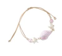Handmade Beach Styles Handchain Star Fish Conch Con Perline In Ceramica E Cavo Intrecciato Spiaggia Vacanze Accessori Conchiglie Resina Intrecciata Gioielli, Misura unica, come descritto