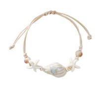 Handmade Beach Styles Handchain Star Fish Conch Con Perline In Ceramica E Cavo Intrecciato Spiaggia Vacanze Accessori Conchiglie Resina Intrecciata Gioielli, Misura unica, come descritto