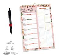 Handmade Bound Weekly Detachable Diet Plan Sheet, 52 Sheets Double Helix Tear-Off Meal Planner and Grocery List, Weekly Meal Planner Notebooks (04,1Pcs)
