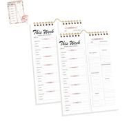 Handmade Bound Weekly Detachable Diet Plan Sheet, Weekly Meal Planner Notebook, 52 Sheets Double Helix Tear-Off Shopping List, for Week to do List and Schedule (A,2PCS)
