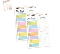 Handmade Bound Weekly Detachable Diet Plan Sheet, Weekly Meal Planner Notebook, 52 Sheets Double Helix Tear-Off Shopping List, for Week to do List and Schedule (C,2PCS)