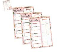 Handmade Bound Weekly Detachable Diet Plan Sheet, Weekly Meal Planner Notebook, 52 Sheets Double Helix Tear-Off Shopping List, for Week to do List and Schedule (E,3PCS)