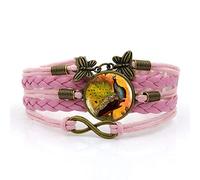 Handmade Bracelets,Pink Rope Peafowl Animal,Time Gemstone Multi-Layer Hand-Woven Glass Combination Jewelry Ladies Fashion European And American Jewelry