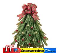Handmade Christmas Tree Wreath with Bow & Ball Large Xmas Tree Flower Garland(A)