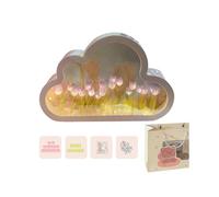 Handmade Cloud Lamp with 20 DIY Pink Tulips and Gift Bag - Reusable Night Light Decoration Perfect for Birthday Gifts