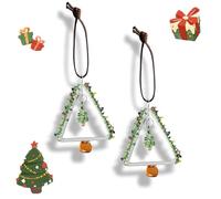 Handmade Colored Glaze Christmas Tree, Double-Layered Tree Design, Holiday Car Hanging Decor, Amber-Colored Wine Glass Charms, Gifting to Anyone Who Loves Unique, Handmade Christmas Decor(2PCS)