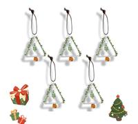 Handmade Colored Glaze Christmas Tree, Double-Layered Tree Design, Holiday Car Hanging Decor, Amber-Colored Wine Glass Charms, Gifting to Anyone Who Loves Unique, Handmade Christmas Decor(5PCS)