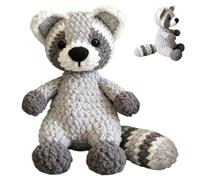 Handmade Crochet Animals, Knitted Plush Toy, 7.48 Inches Cute Raccoon with Soft Feature, Inspirational Knit Toy, Decorative Plush with Authentic Design, Home Accessory for Bedroom and Living Room