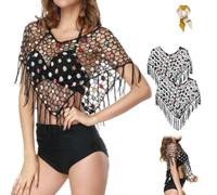 Handmade Crochet Daisy Cape,Colorful Floral Festival Shawl,Summer Lightweight Breathable Retro Boho Hollow Wrap with Fringed (2PCS)