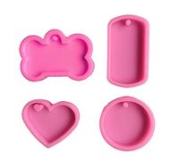 Handmade Dog Love Heart Round Oval Keychain Charms Stampo in resina epossidica Pet Hanging Tag Portachiavi Ciondolo Stampo in Silicone Gioielli Pendenti Strumenti Casting