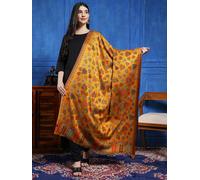 Handmade Donna Oversize In Lana Cashmere 100% India Coperta Sciarpa Shawl Giallo