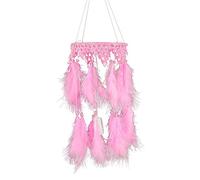 Handmade Dream Catcher Mobile LED Fairy Lights alimentato a batteria Dream Catcher piuma Dreamcatcher per parete auto camera da letto decorazione della casa regalo del mestiere (rosa)