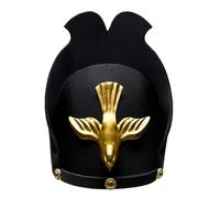 Handmade Dynasty Heguan Hat | 's Cap with Plume | Wuguan Historical Costume Accessory(Black Medium)